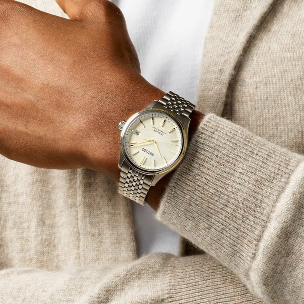 Seiko Presage Classic Series Delicate Cream Silk Watch SPB478J1