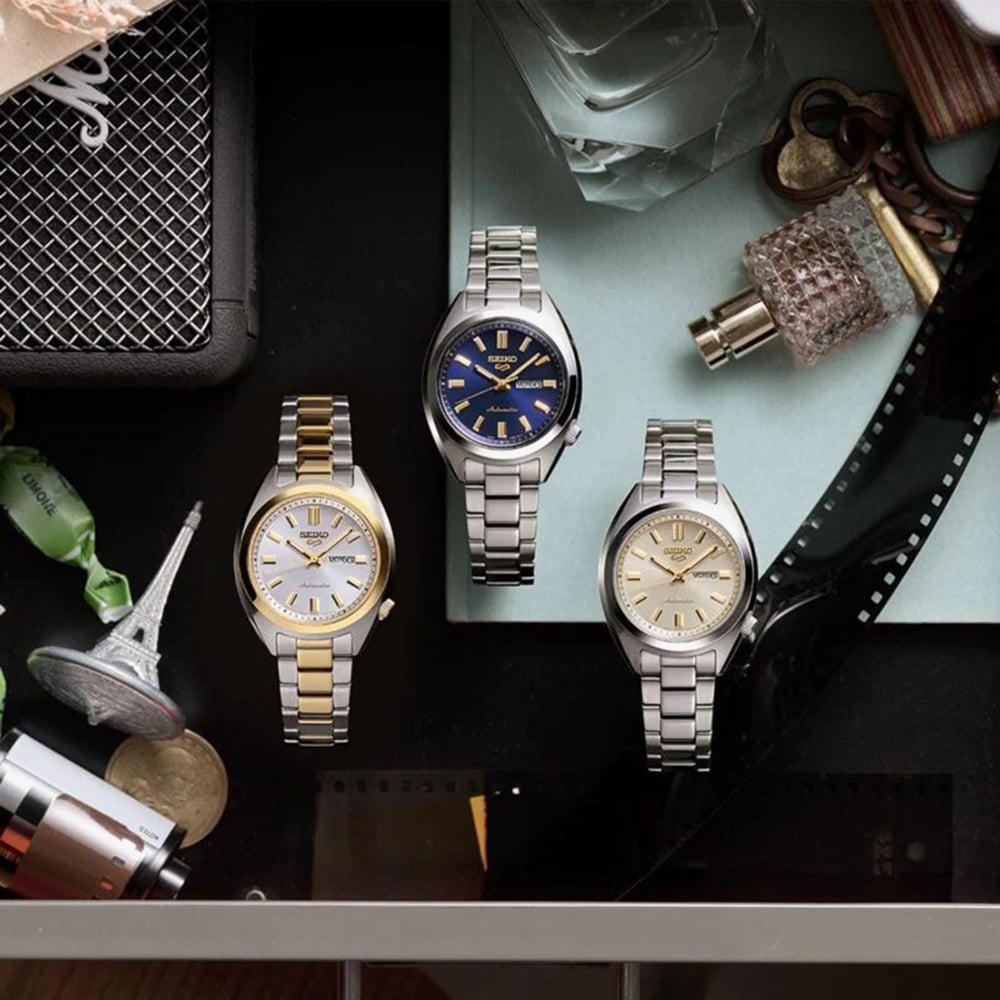 Seiko Ladies 5 Sports Hebitama SNXS Denim Blue Dial Watch SRE021K1