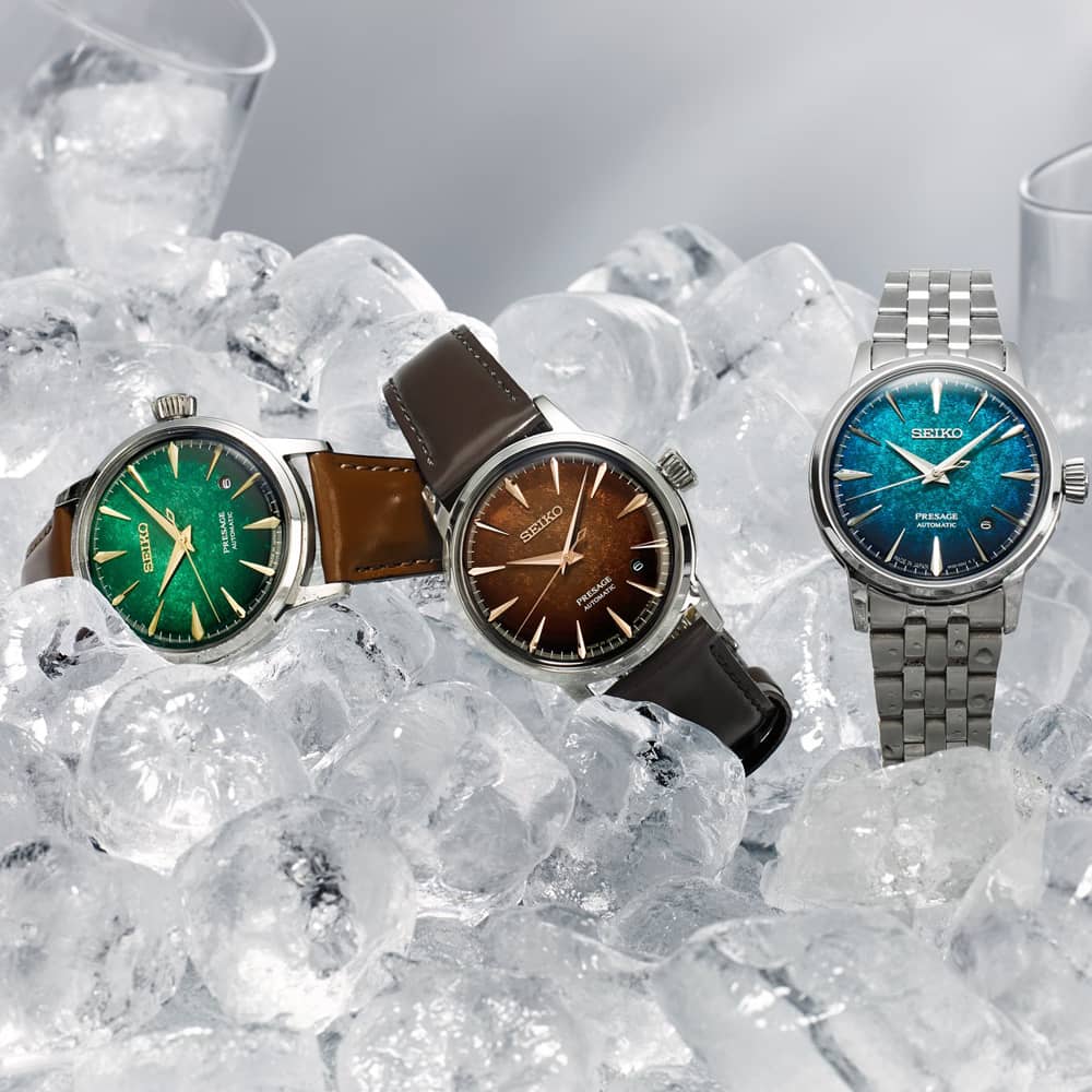 Seiko Mens Presage Cocktail Time 'Emerald Mist' Blue Dial Bracelet Watch HCB001J1