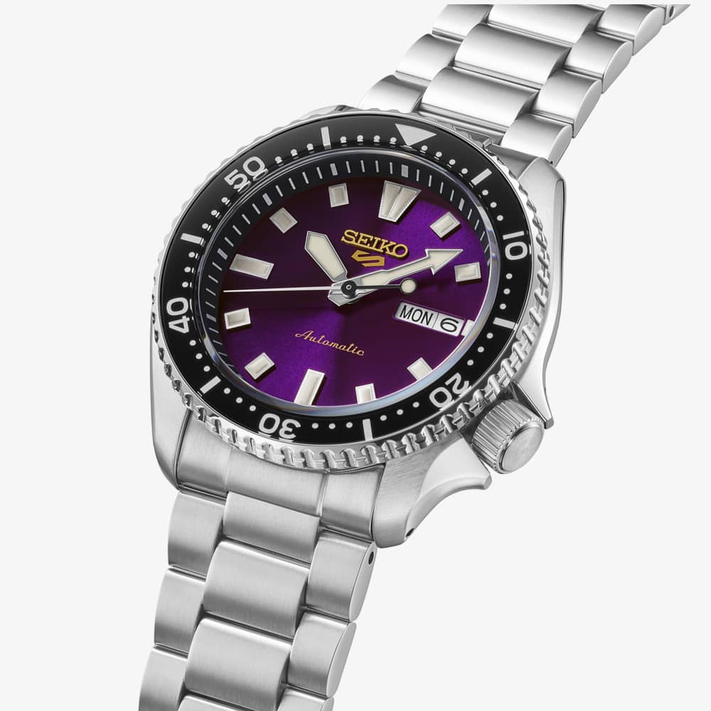 Seiko Mens Limited Edition 5 Sports SKX 145th Anniversary Purple Dial Bracelet Watch HDB003K1