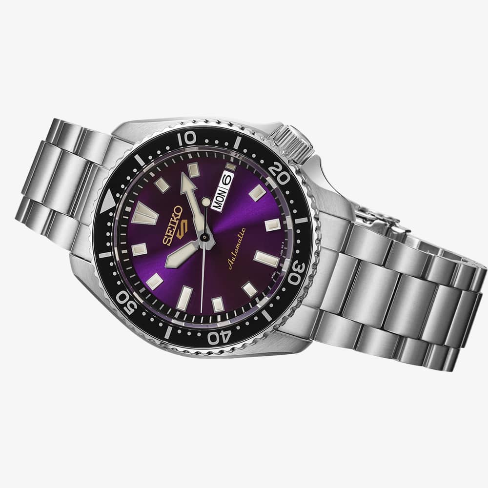 Seiko Mens Limited Edition 5 Sports SKX 145th Anniversary Purple Dial Bracelet Watch HDB003K1