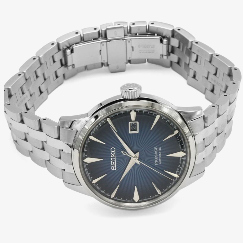 Seiko Mens Presage Automatic Blue Bracelet Watch SRPB41J1