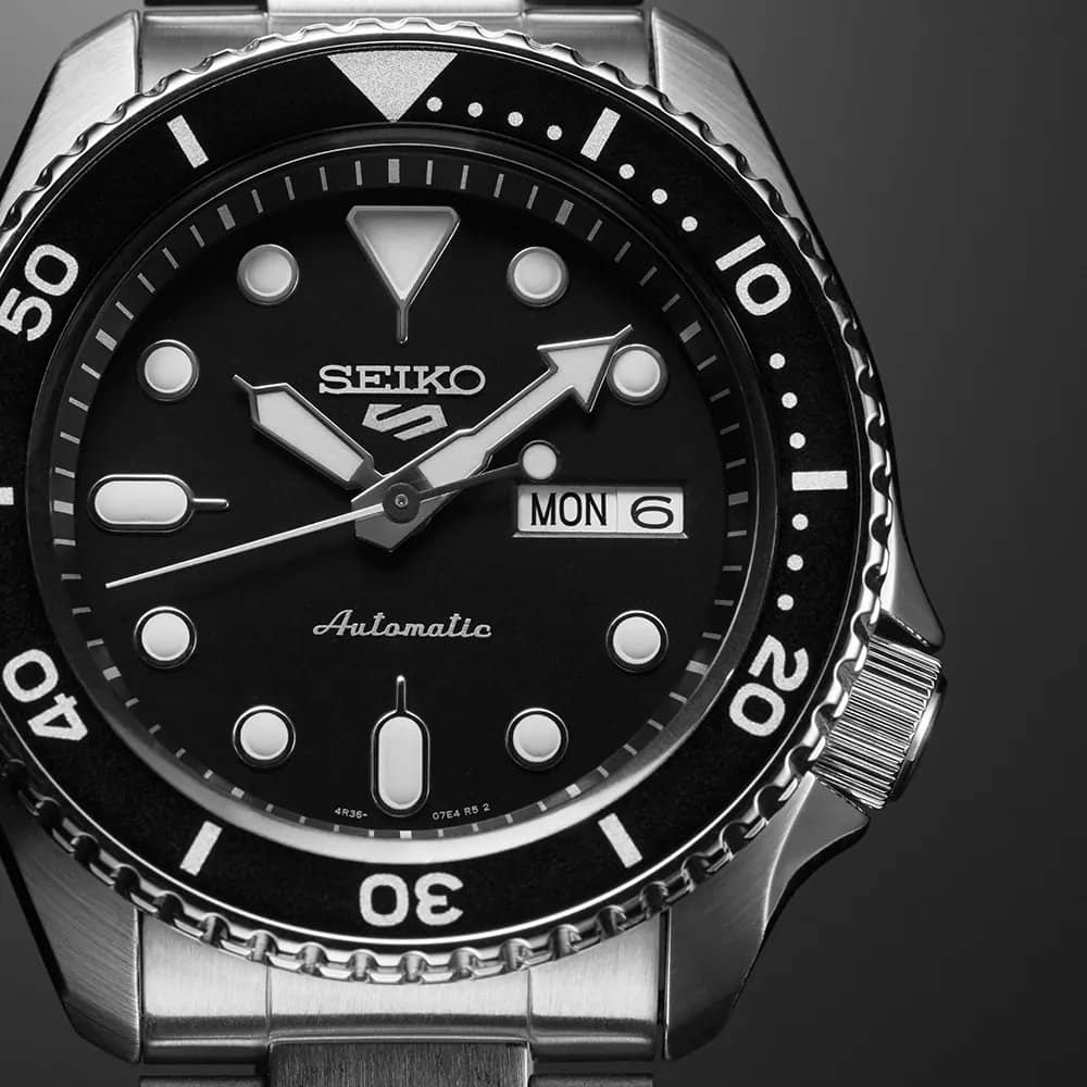 Seiko Mens 5 Sports Automatic Black Bracelet Watch SRPD55K1