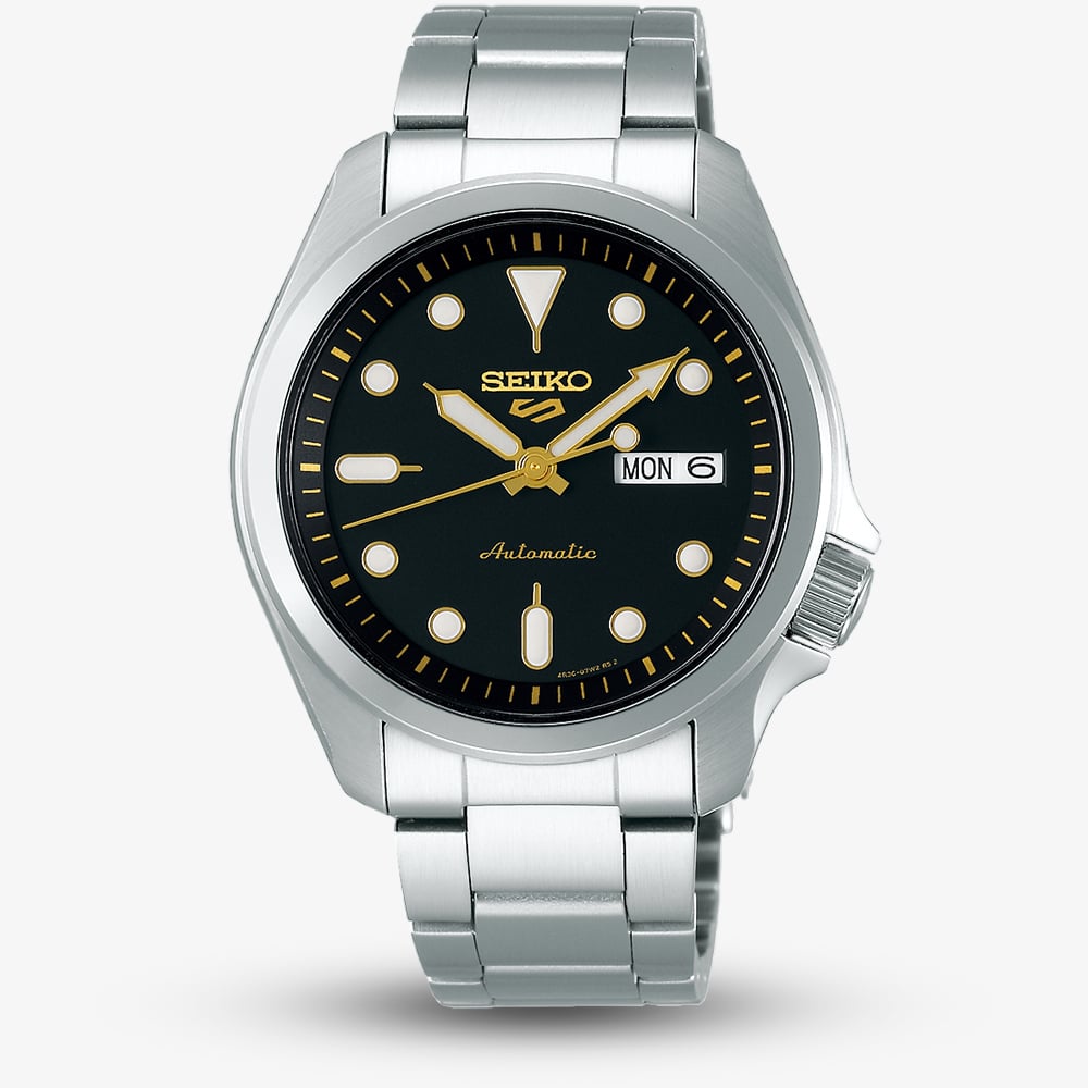 Click to view product details and reviews for Seiko Mens 5 Sports Black Dial Stainless Steel Bracelet Watch Srpe57k1.