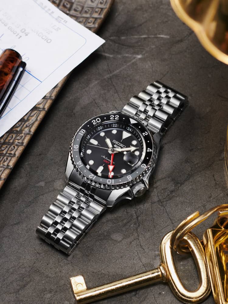 Seiko Mens 5 Sports ‘Black Grape’ GMT SKX Re-Interpretation Watch SSK001K1