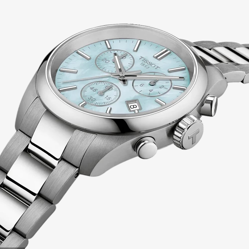 Tissot Ladies PR100 Blue Mother Of Pearl Chronograph Watch T150.217.11.131.00