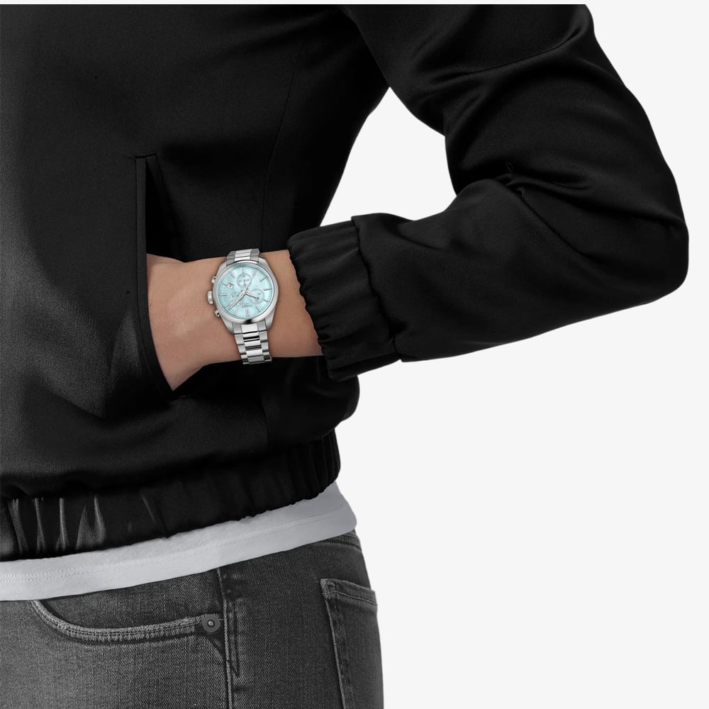 Tissot Ladies PR100 Blue Mother Of Pearl Chronograph Watch T150.217.11.131.00
