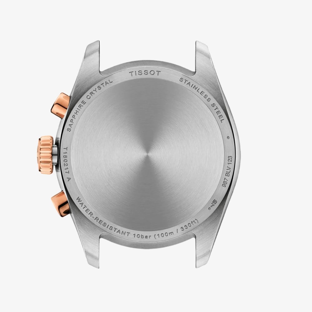 Tissot Ladies PR100 Rose Gold Plated White Mother of Pearl Chronograph Dial Watch T150.217.22.111.00
