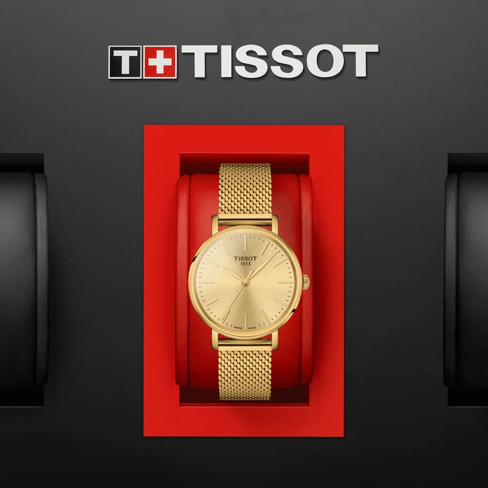 Tissot Everytime Lady Gold Plated Mesh Watch T143.210.33.021.00