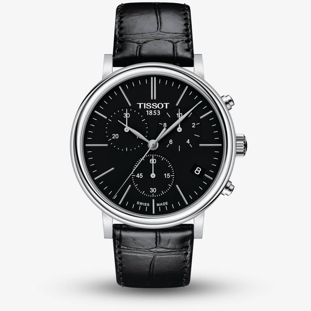 Product photograph of Tissot Carson Premium Chronograph Black Watch T122 417 16 051 00 from The Jewel Hut