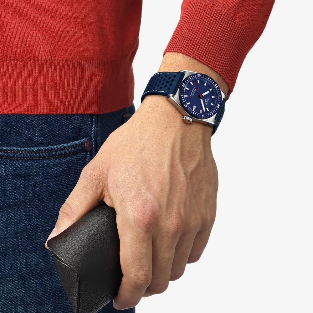 Tissot Mens PR516 Powermatic 80 Blue Fabric Strap Watch T149.407.16.041.00