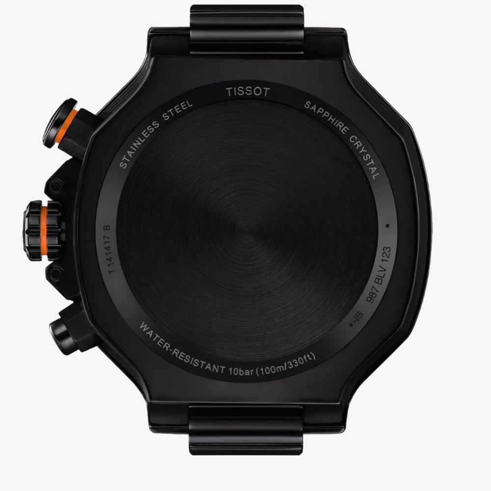 Tissot Mens T-Race Black Chronograph Orange Rubber Strap Watch T141.417.37.051.02
