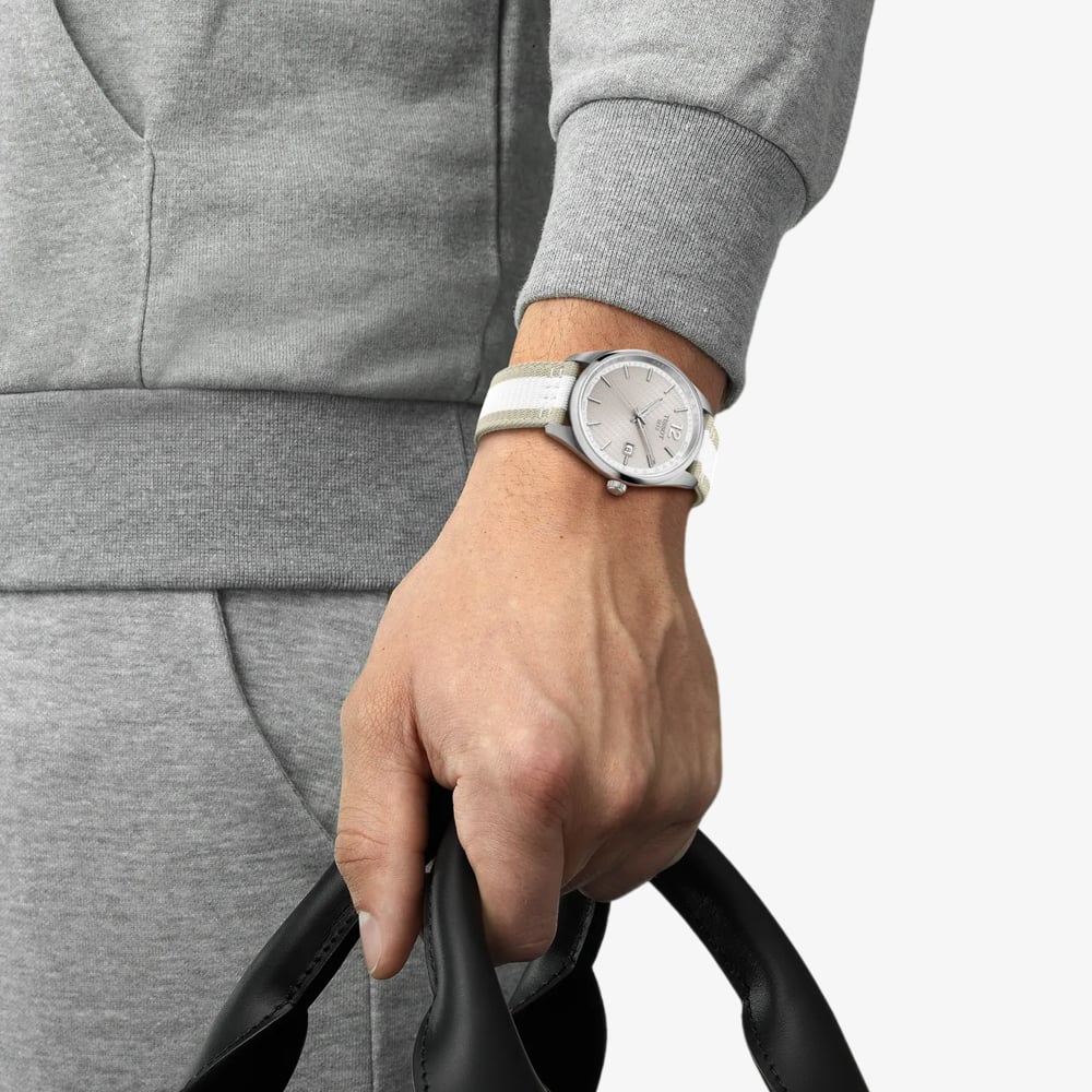 Tissot Mens PR100 Cycling Grey Dial Two Colour Fabric Strap Watch T150.410.17.037.00