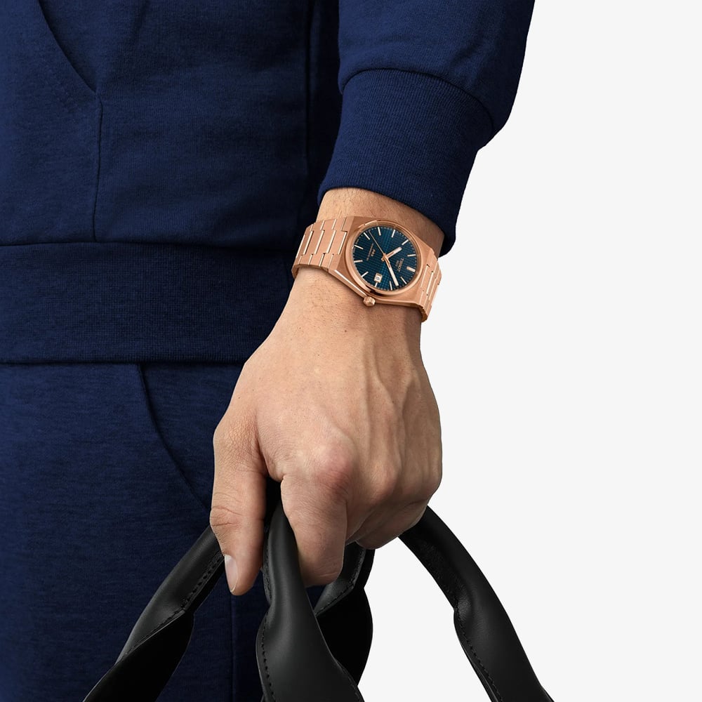 Tissot Mens PRX Rose Gold Tone Blue Dial Watch T137.407.33.041.00