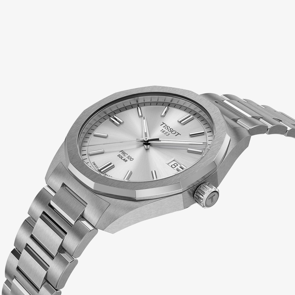 Tissot Mens PRC 100 Solar Silver Tone Watch T151.422.11.031.00