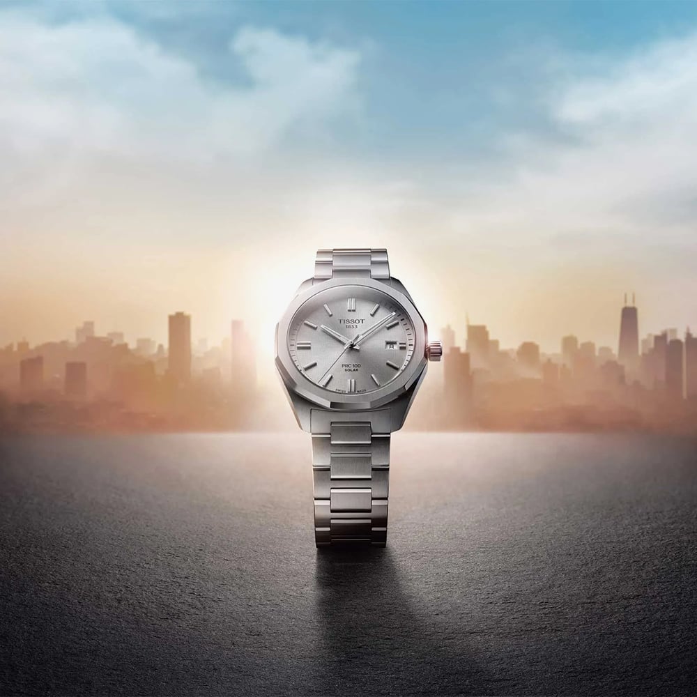 Tissot Mens PRC 100 Solar Silver Tone Watch T151.422.11.031.00