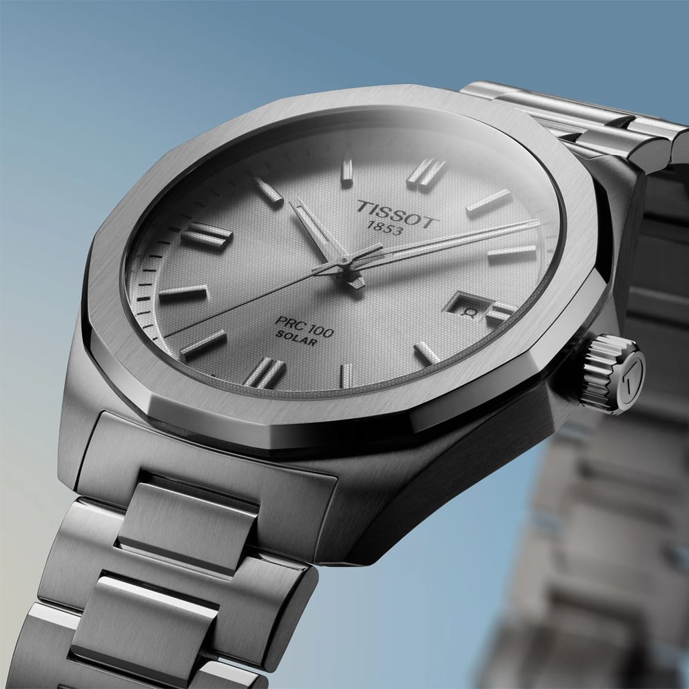 Tissot Mens PRC 100 Solar Silver Tone Watch T151.422.11.031.00