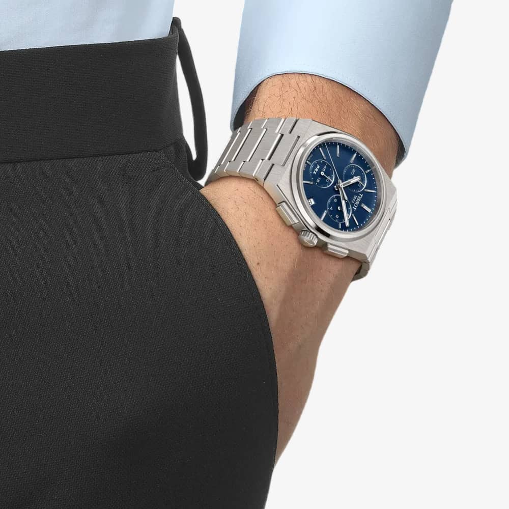 Tissot Mens PRX Blue Chronograph Dial Bracelet  Watch T137.417.11.041.00