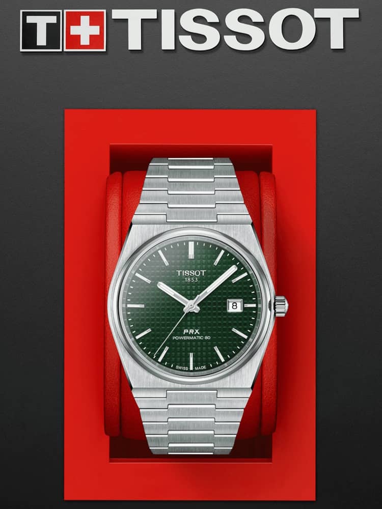 Tissot Mens PRX Powermatic 80 Automatic Green Watch T137.407.11.091.00
