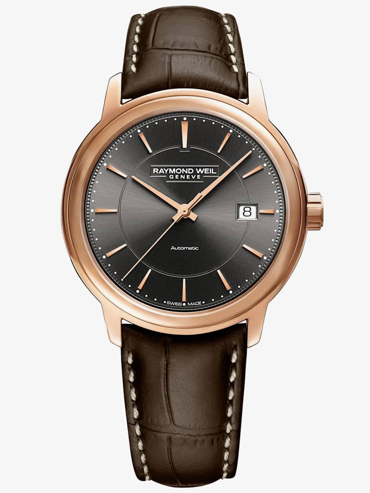 Raymond Weil Mens Maestro Automatic Brown Leather Strap Watch 223