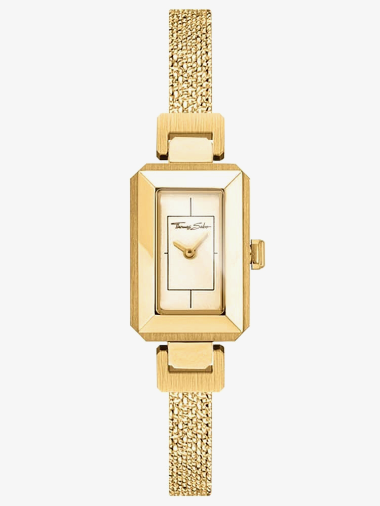 Product photograph of Thomas Sabo Glam And Soul Mini Vintage Gold Plated Mesh Bracelet Watch Wa0331-264-207-23x15 5mm from The Jewel Hut
