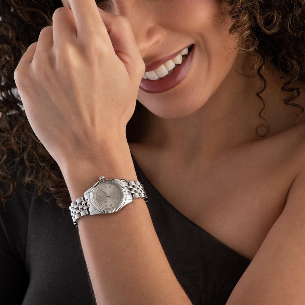 Michael Kors Lexington Silver Tone Crystal Watch MK4843