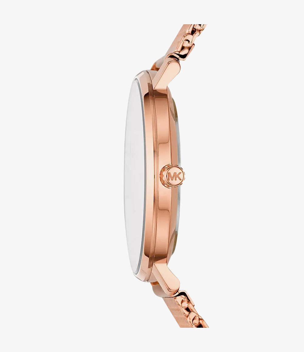 Michael Kors Ladies Pyper Rose Gold Mesh Watch MK4340