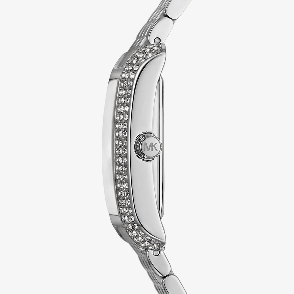 Michael Kors Emery Silver Tone Crystal Pave Blue Dial Watch MK4829