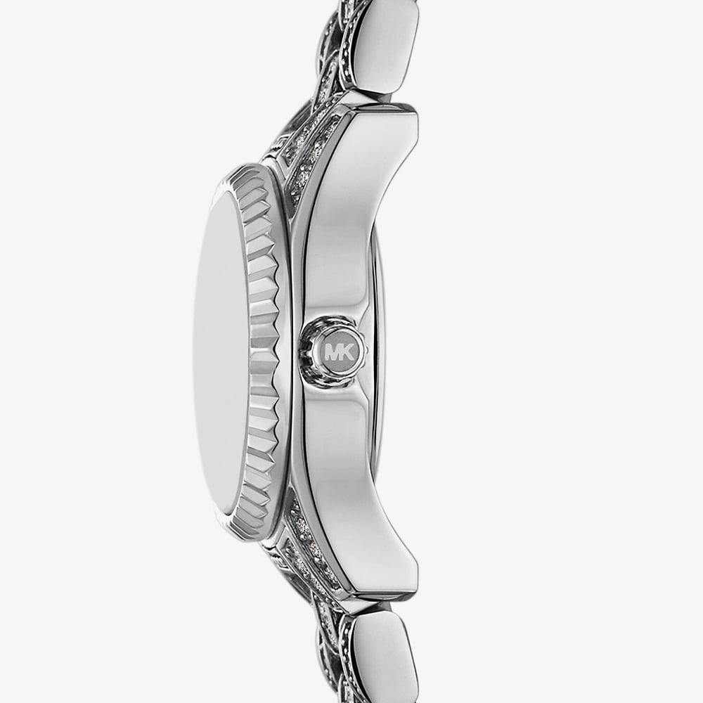 Michael Kors Lexington Silver Tone Crystal Pave Watch MK4864