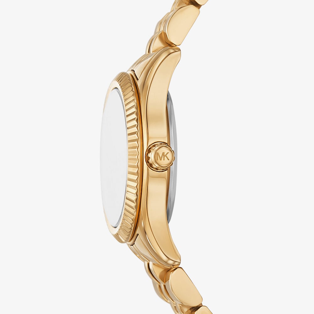 Michael Kors Ladies Petite Lexington Green Dial Gold Tone Watch MK4842