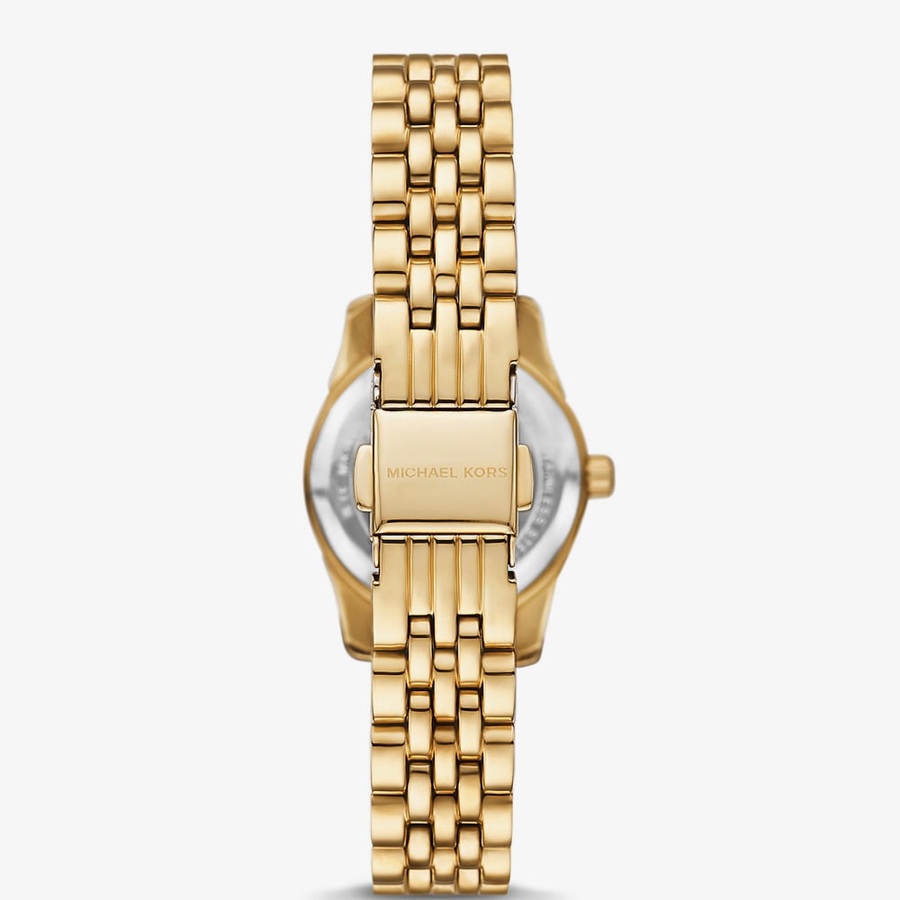 Michael Kors Ladies Petite Lexington Green Dial Gold Tone Watch MK4842