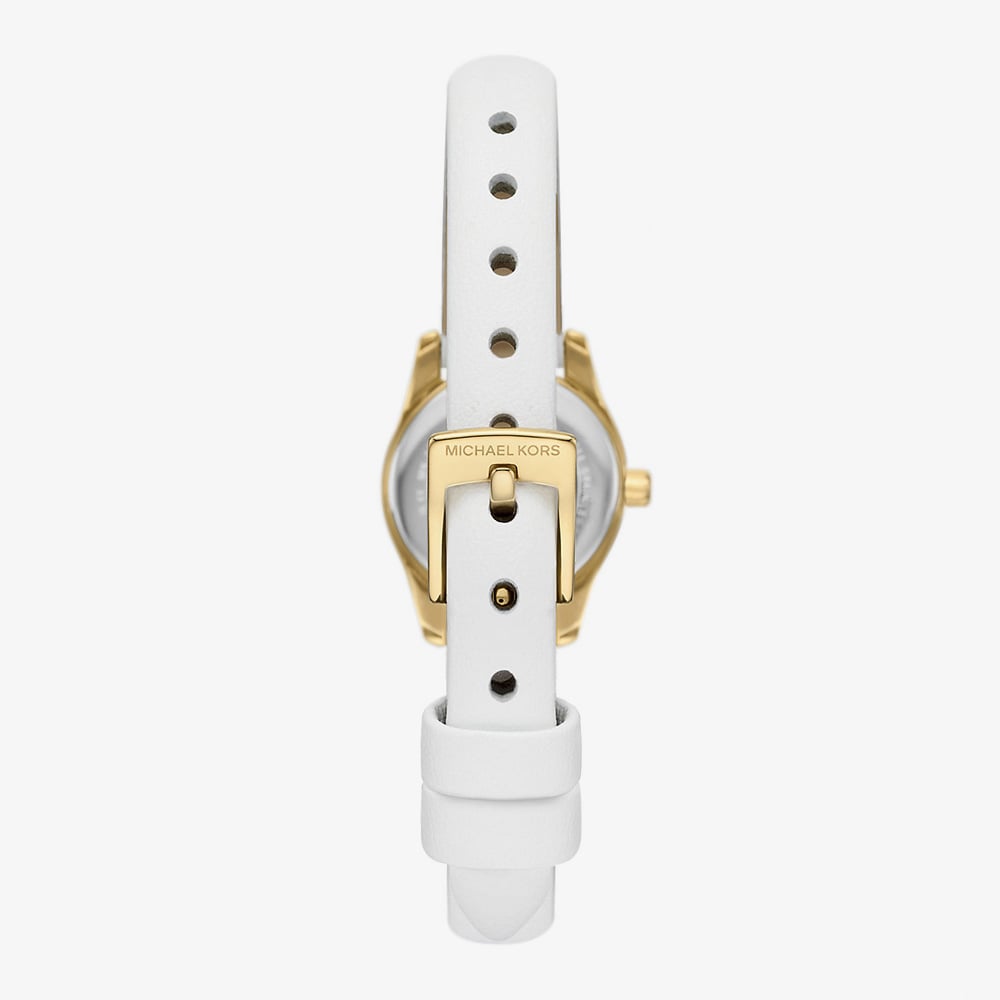 Michael Kors Ladies Micro Lexington White Leather Strap Watch MK4900