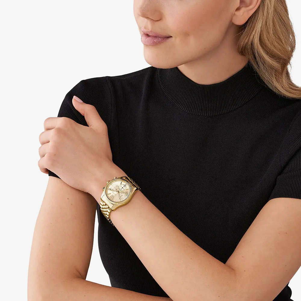 Michael Kors Ladies Lexington Gold Plated Watch MK7378