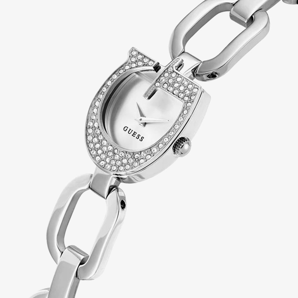 Guess Ladies Gia Silver G Shape Crystal Watch GW0683L1