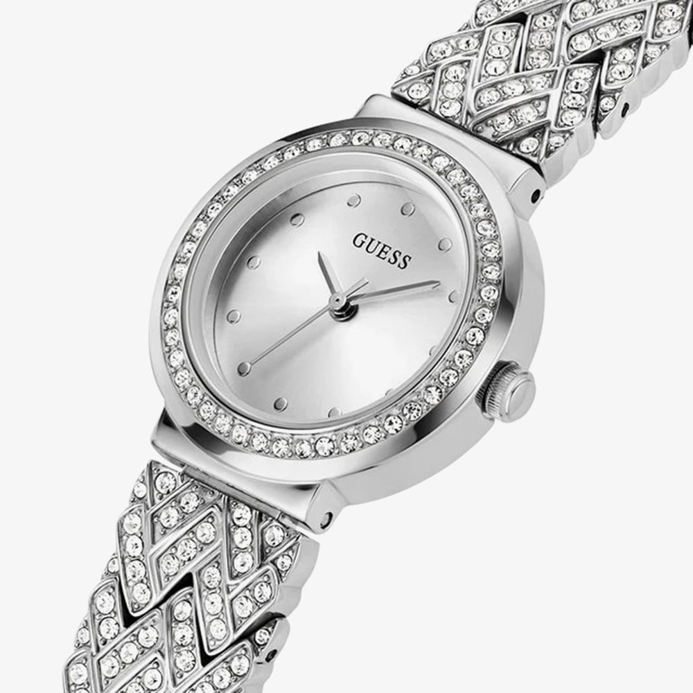 Guess Ladies Treasure Silver Crystal Watch GW0476L1