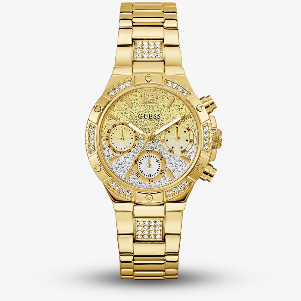 Guess Ladies Harlow Gold Plated Multifunction Dial Watch GW0950L2