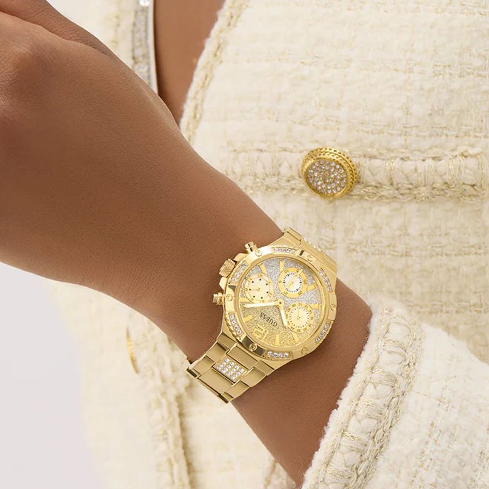 Guess Ladies Harlow Gold Plated Multifunction Dial Watch GW0950L2