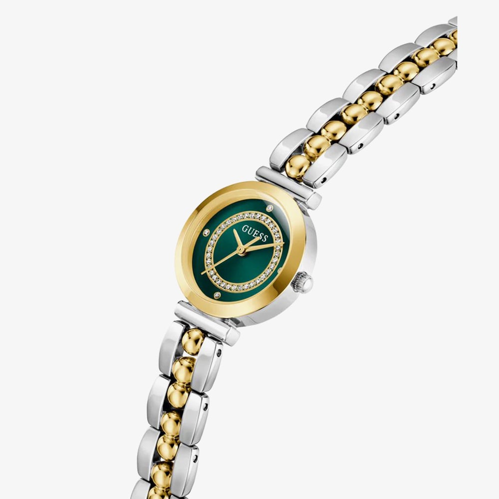 Guess Ladies Leena Two Colour Green Dial Crystal Bracelet Watch GW0994L3