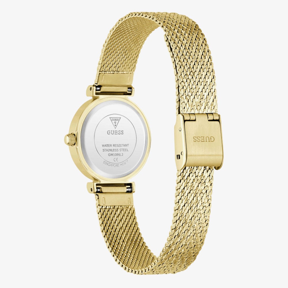 Guess Ladies Louise Gold & Green Mesh Bracelet Watch GW1086L2