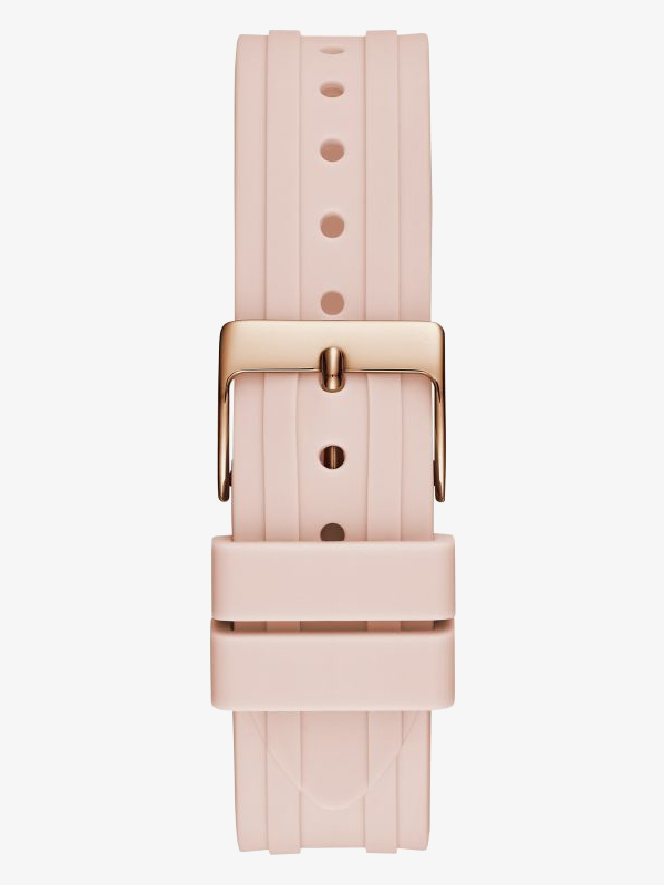 Guess Ladies Heiress Rose Gold Pink Rubber Strap Watch GW0407L3