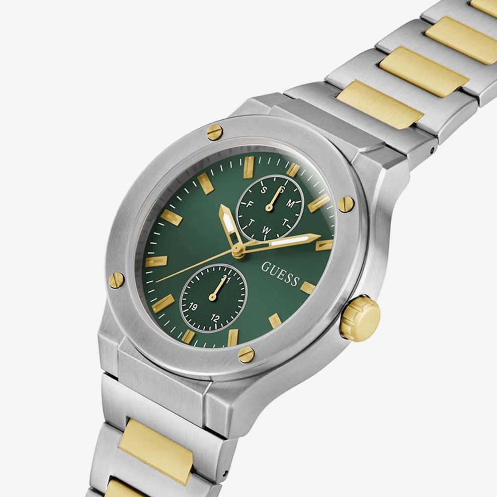 Guess Mens Jet Two Tone Green Dial Watch GW0795G1