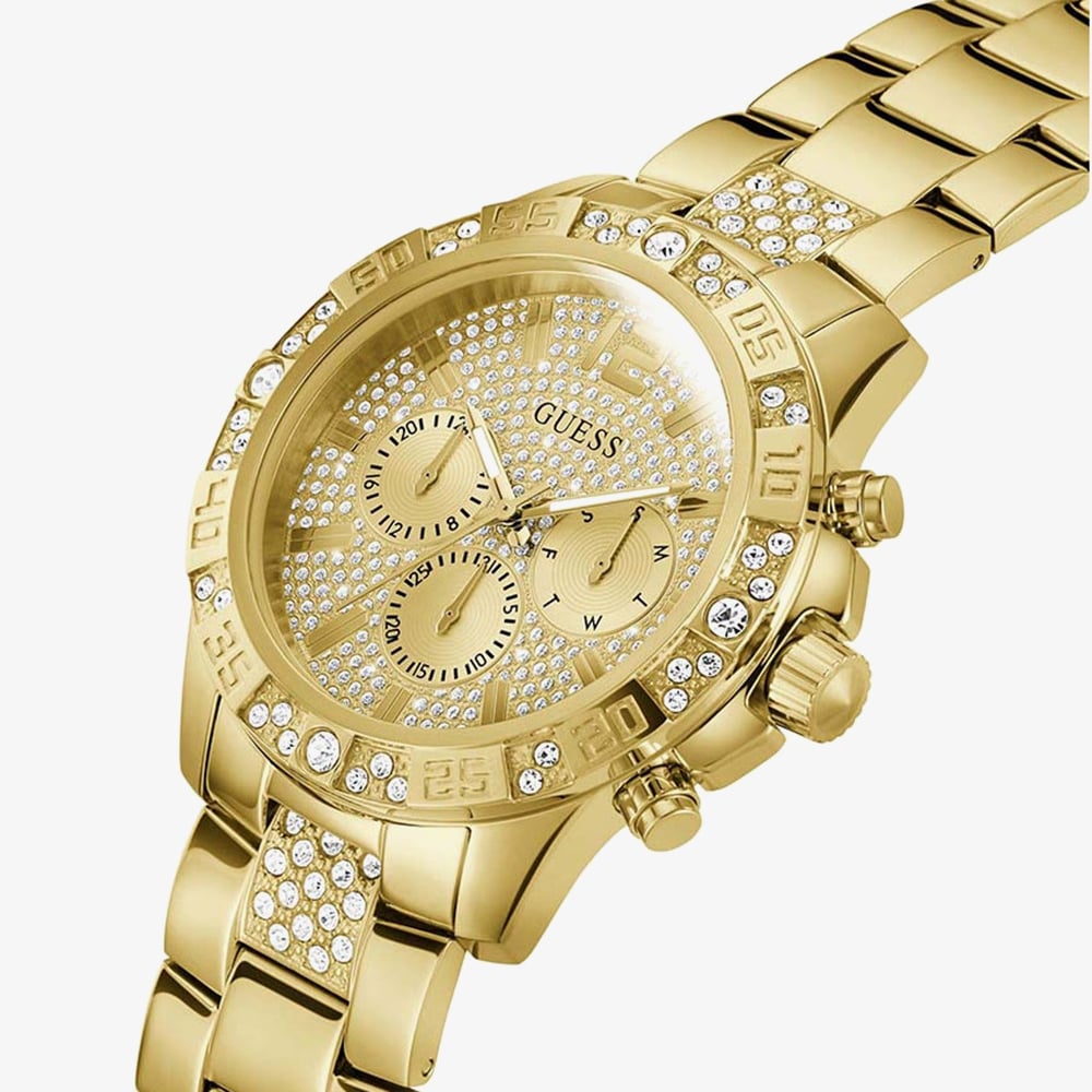 Guess Mens Majestic Gold Plated Crystal Watch GW0796G2
