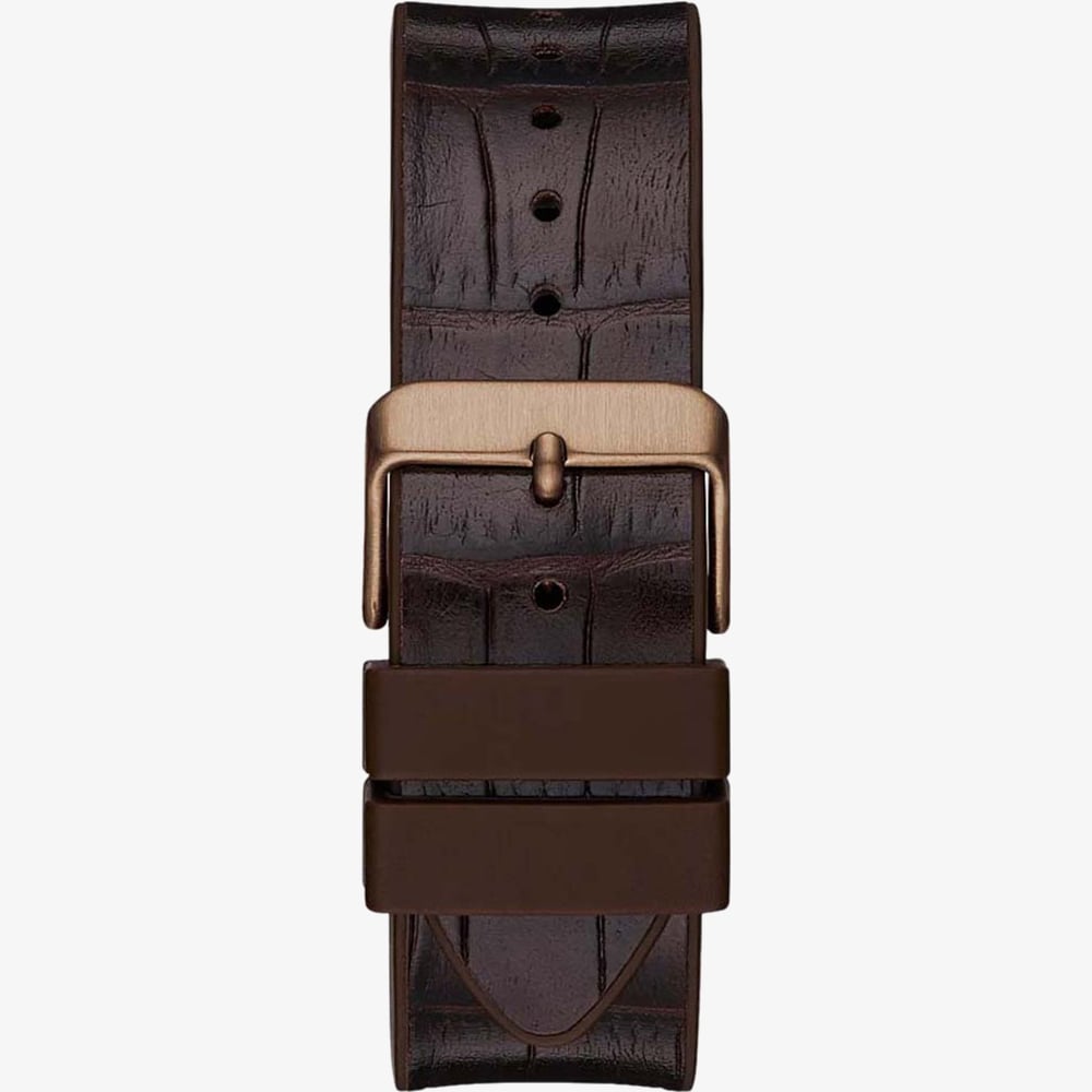 Guess Mens Phoenix Blue & Brown Leather Strap Watch GW0202G2