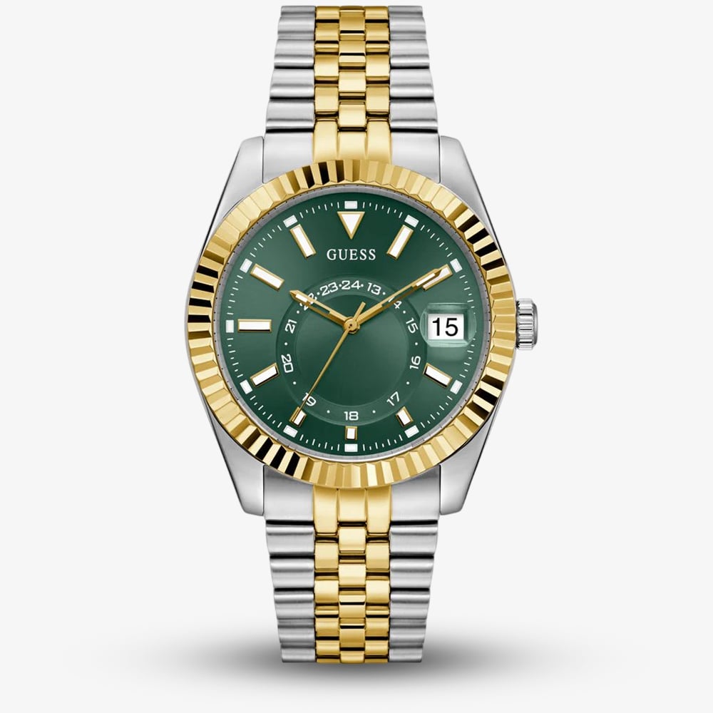 Guess Mens Jaden Two-Tone Green Dial Watch GW0977G4 Guess Mens Jaden Two-Tone Green Dial Watch GW0977G4
