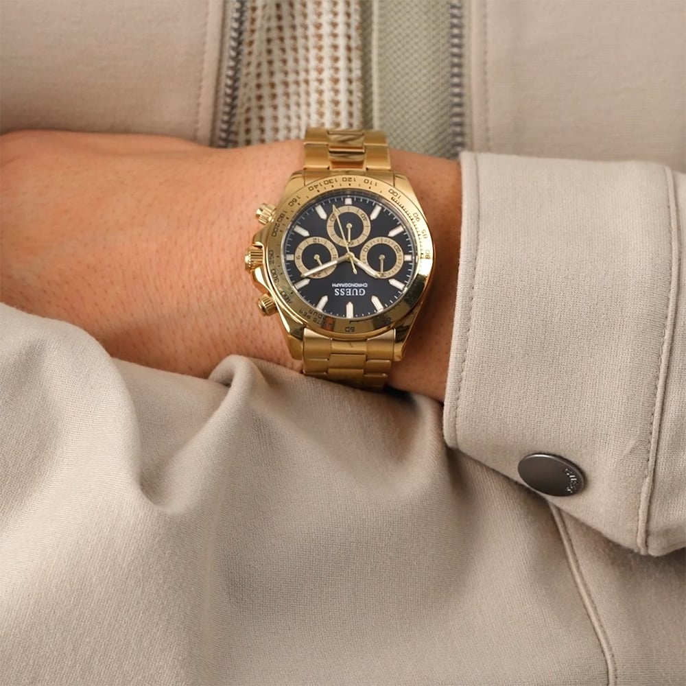 Guess Mens Arthur Gold Tone Chronograph Bracelet Watch GW1058G2