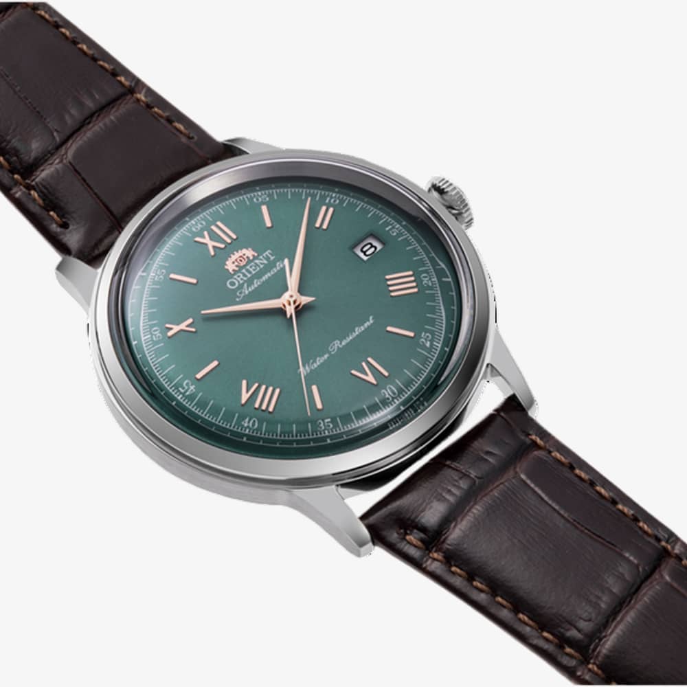 Orient Mens Bambino Mint Green Dial Leather Strap Watch RA-AC0023E