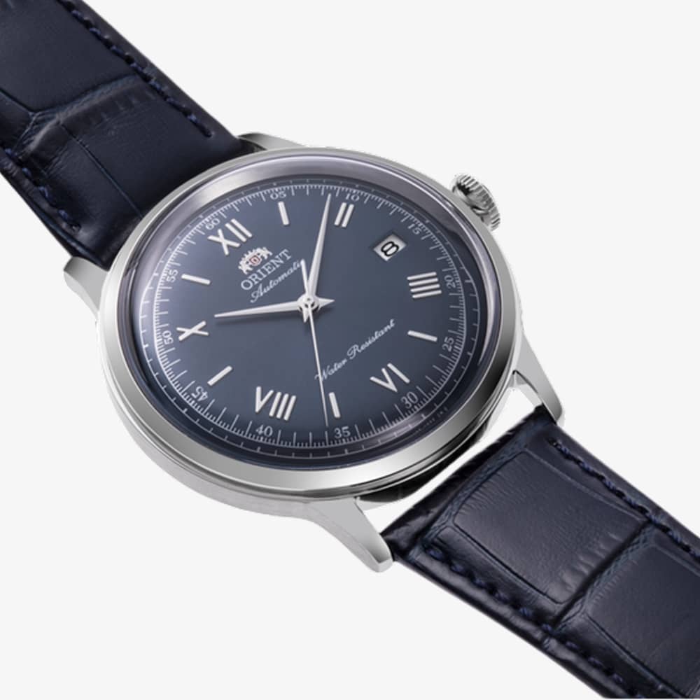 Orient Mens Bambino Navy Blue Dial Leather Strap Watch RA-AC0024L