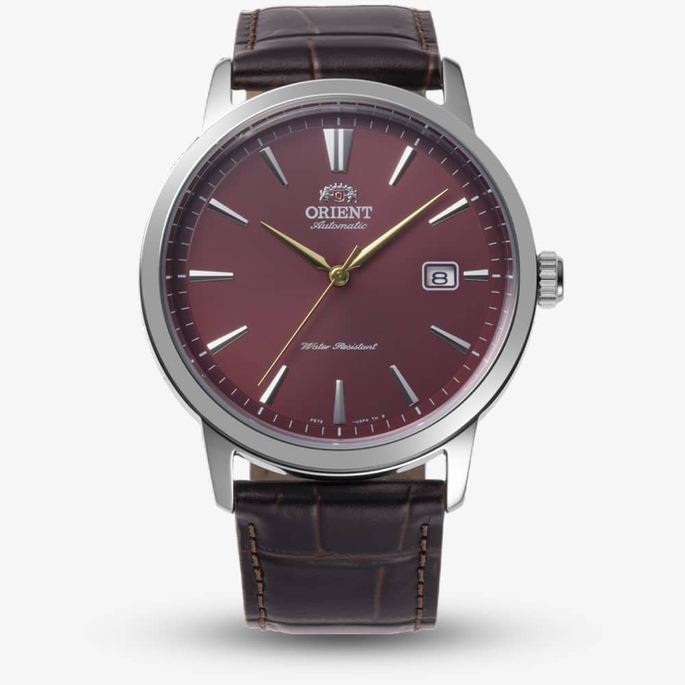 Orient Mens AC0F Red Dial Leather Strap Watch RA-AC0F15R