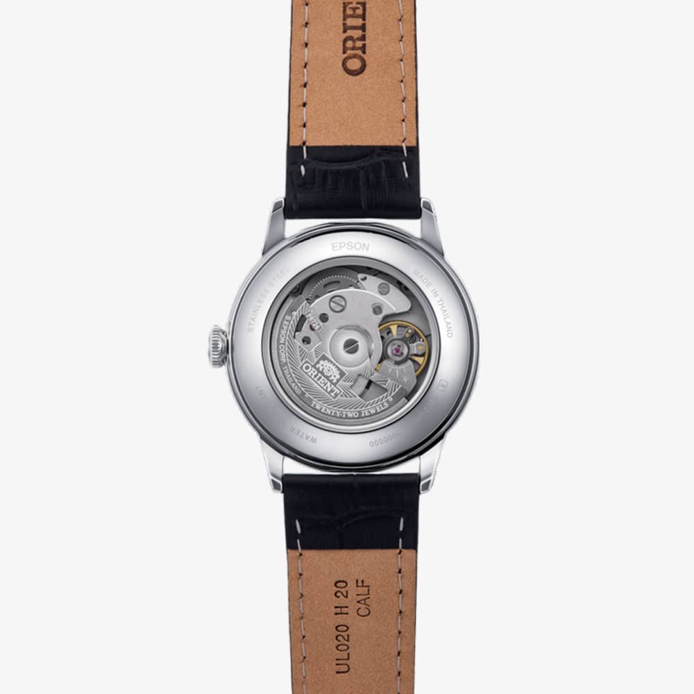Orient Unisex Bambino Black Dial Leather Strap Watch RA-AC0M02B