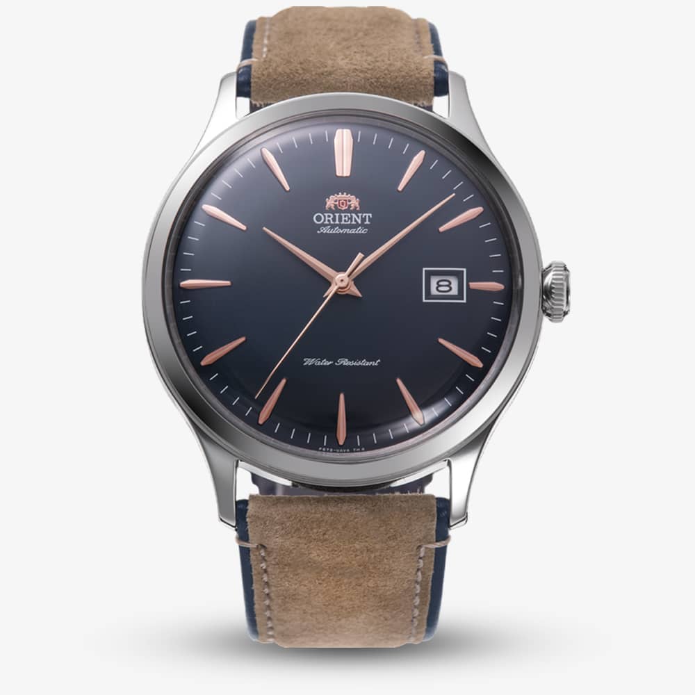 Orient Mens Bambino Navy Blue Dial Leather Strap Watch RA-AC0P02L